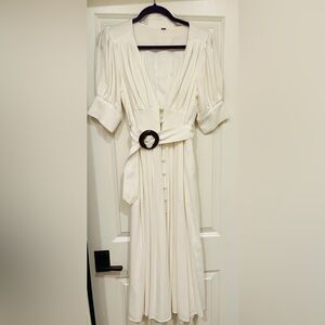 New Free  People white Midi Dress with puff sleves size M